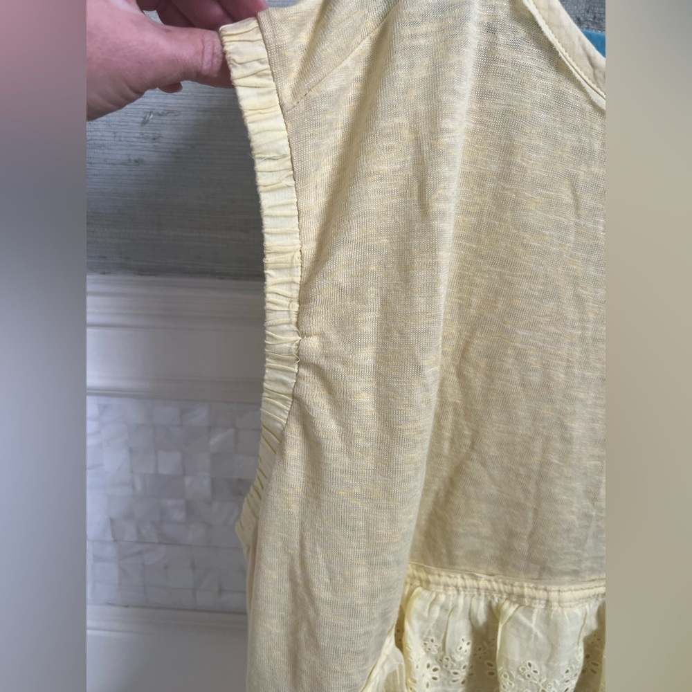 NWT new FREE PEOPLE Claire Tee medium reed yellow ruffle eyelet oversized - Picture 14 of 16